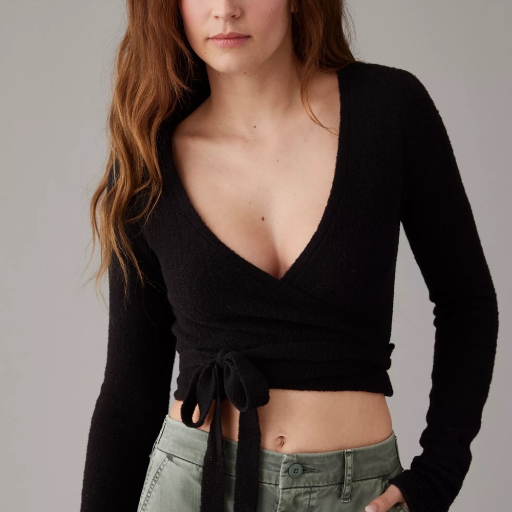 AE Cropped Ballet Wrap Cardigan